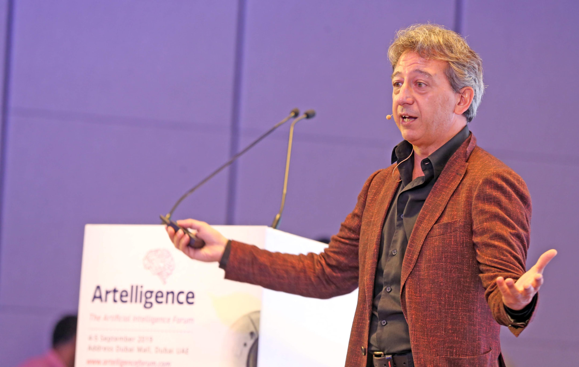 Andrea Renda delivering a keynote in Dubai